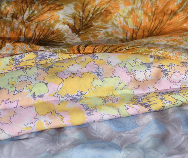 Crêpe de chine siden, mönster. Göteborg.